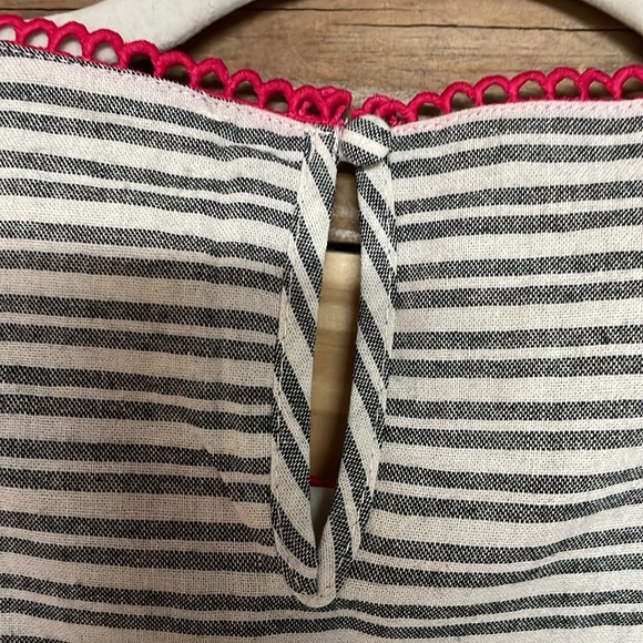 Savanna Jane size Large White with Black Stripes Sleeveless Colorful Stitch Top - Picture 8 of 9